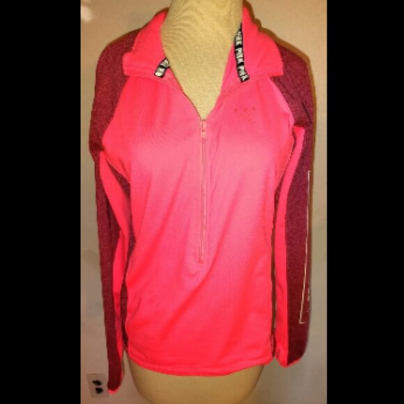 Victoria’s Secret PINK ULTIMATE 1/2 Zip Long Sleeve Pullover Pink Size Medium At - Picture 1 of 12